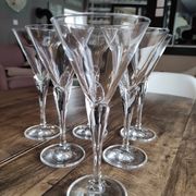 Set of 6 vintage white wine glasses in Light & Music crystal model Florian by Luigi Bormioli