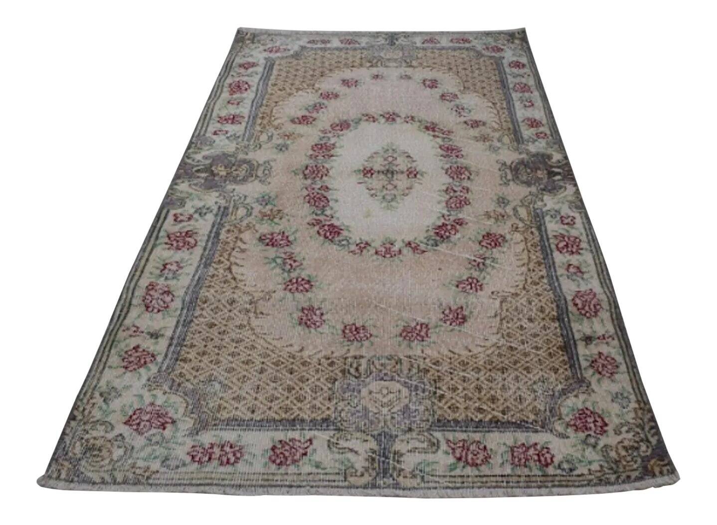 Vintage Turkish Oushak rug 114x212 cm