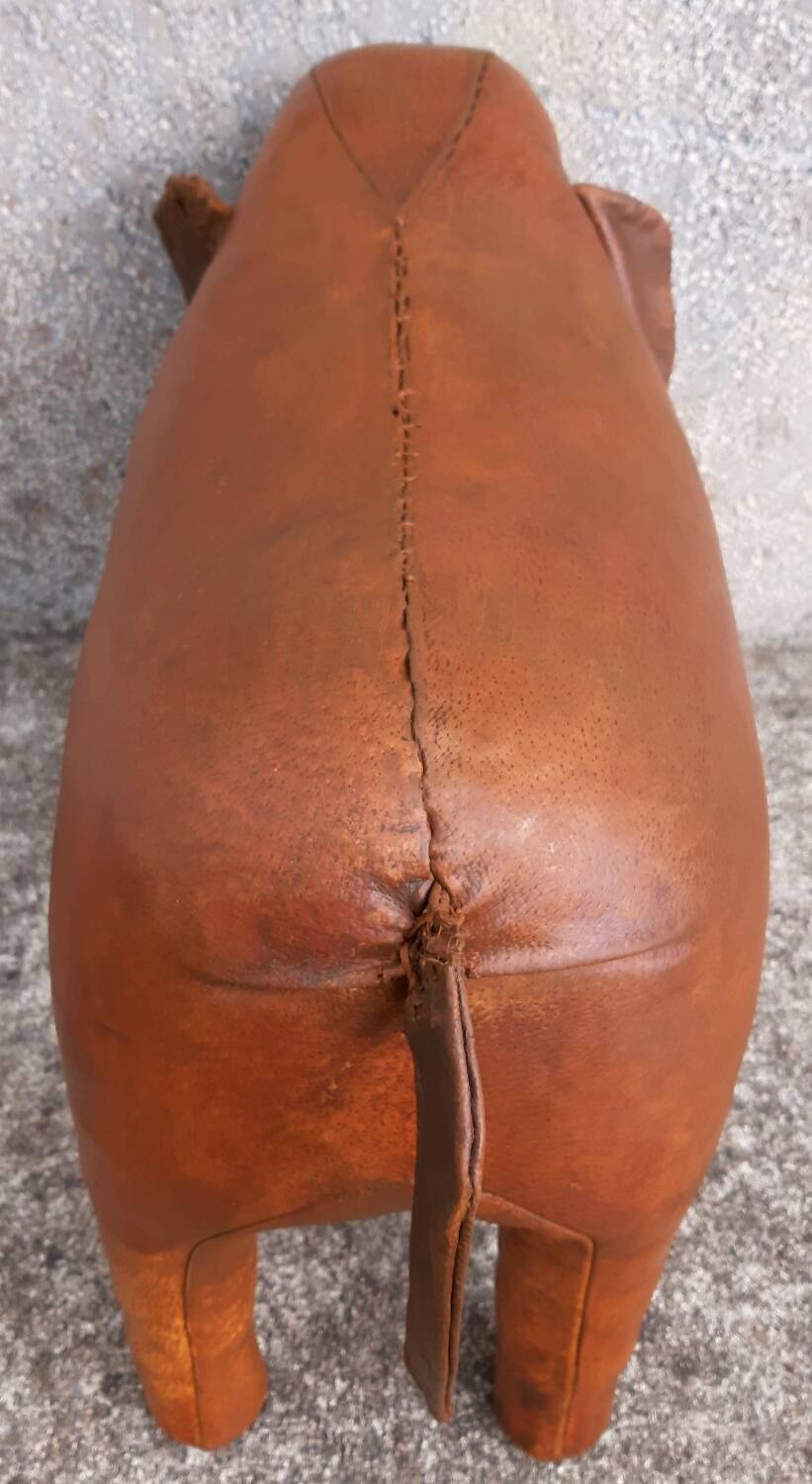 Leather footstool, Dimitri Omersa, 1950s