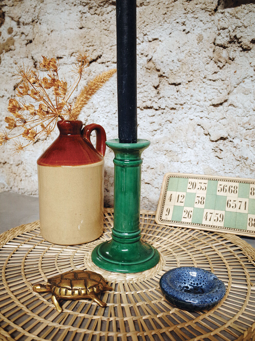 Glazed ceramic chandelier fir green