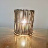 Pair of "tiki ona" wall lights in branches and rattan, 1980