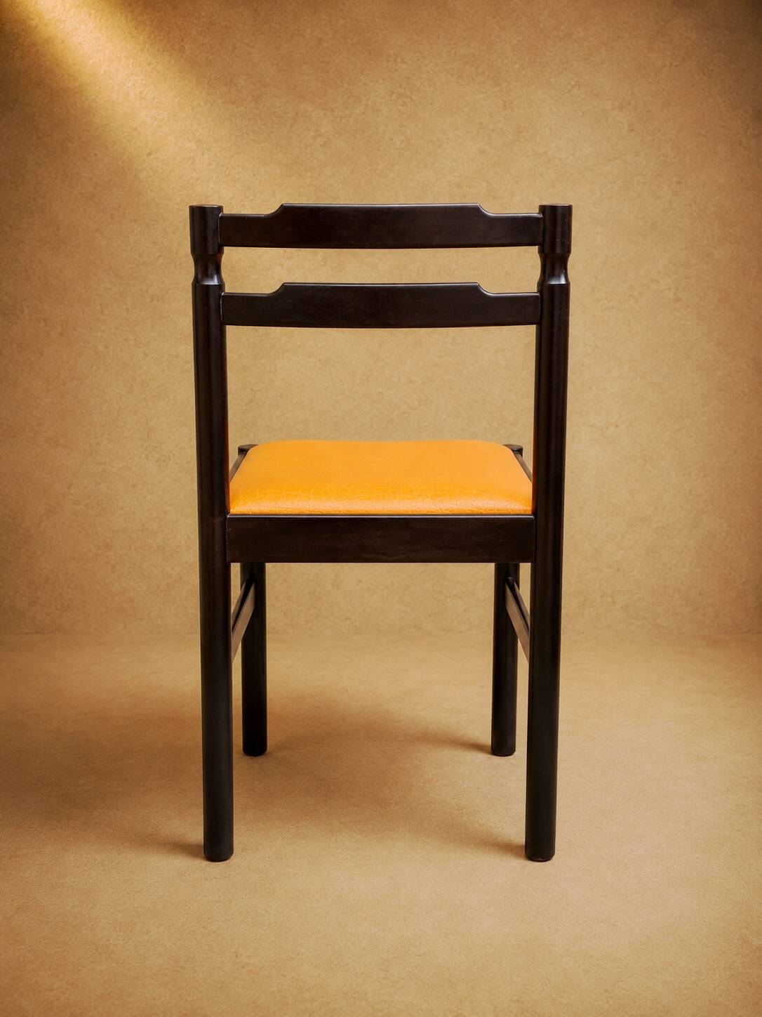 Set of 4 Mid-century beech / faux leather chairs.
