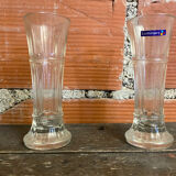 Pair of antique luminarc vases in moulded glass made in france vintage #d