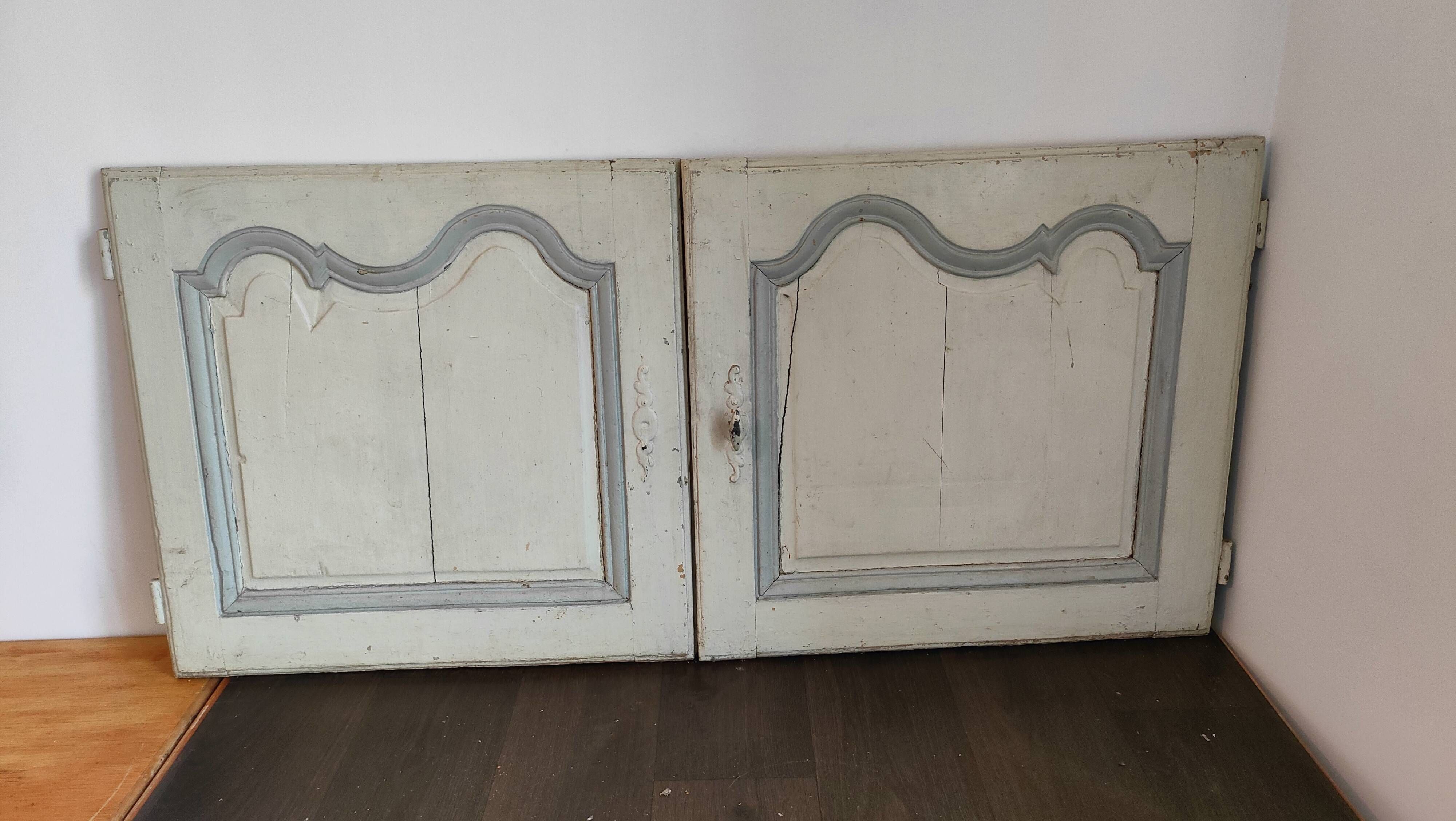 Pair of old oak cupboard doors – Louis XV style, panelled mo
