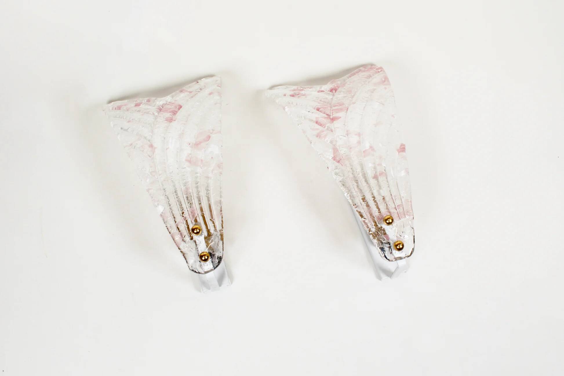 Pair of 80s Murano glass 'Foglio' wall lamps