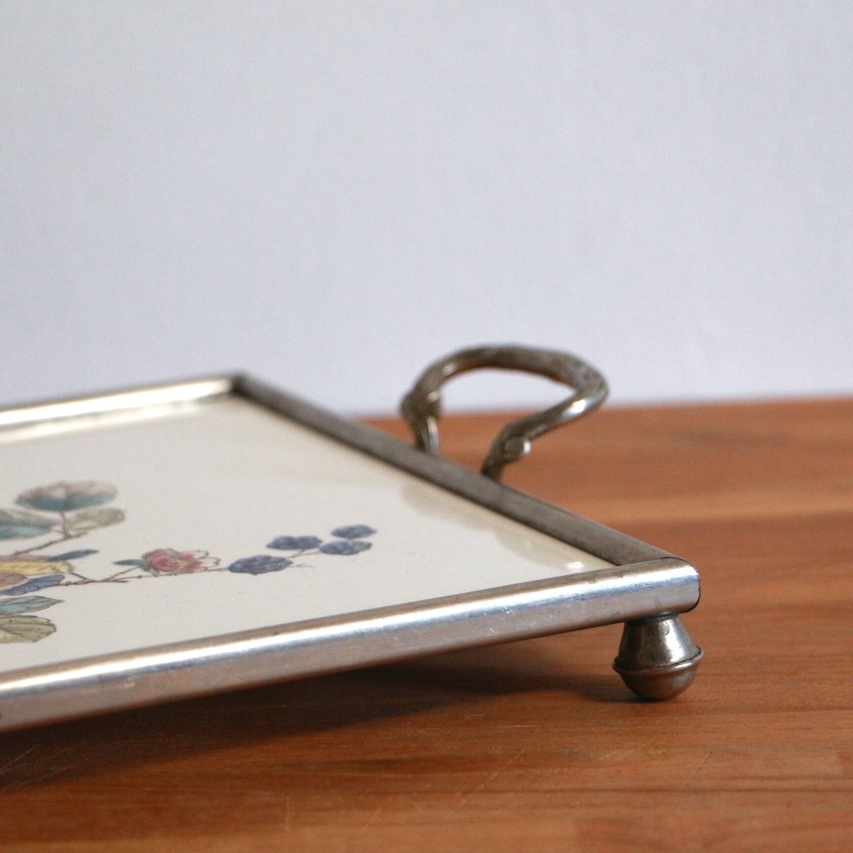 Ceramic and metal bird tray