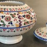Jar, candy dish in enamelled ceramic with hand-painted decoration by p.arzobispo