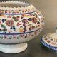Jar, candy dish in enamelled ceramic with hand-painted decoration by p.arzobispo