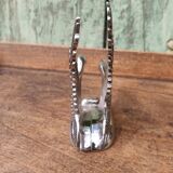 Vintage duck mail holder in silver metal