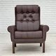 1970s, Danish armchair, original brown furniture leather.