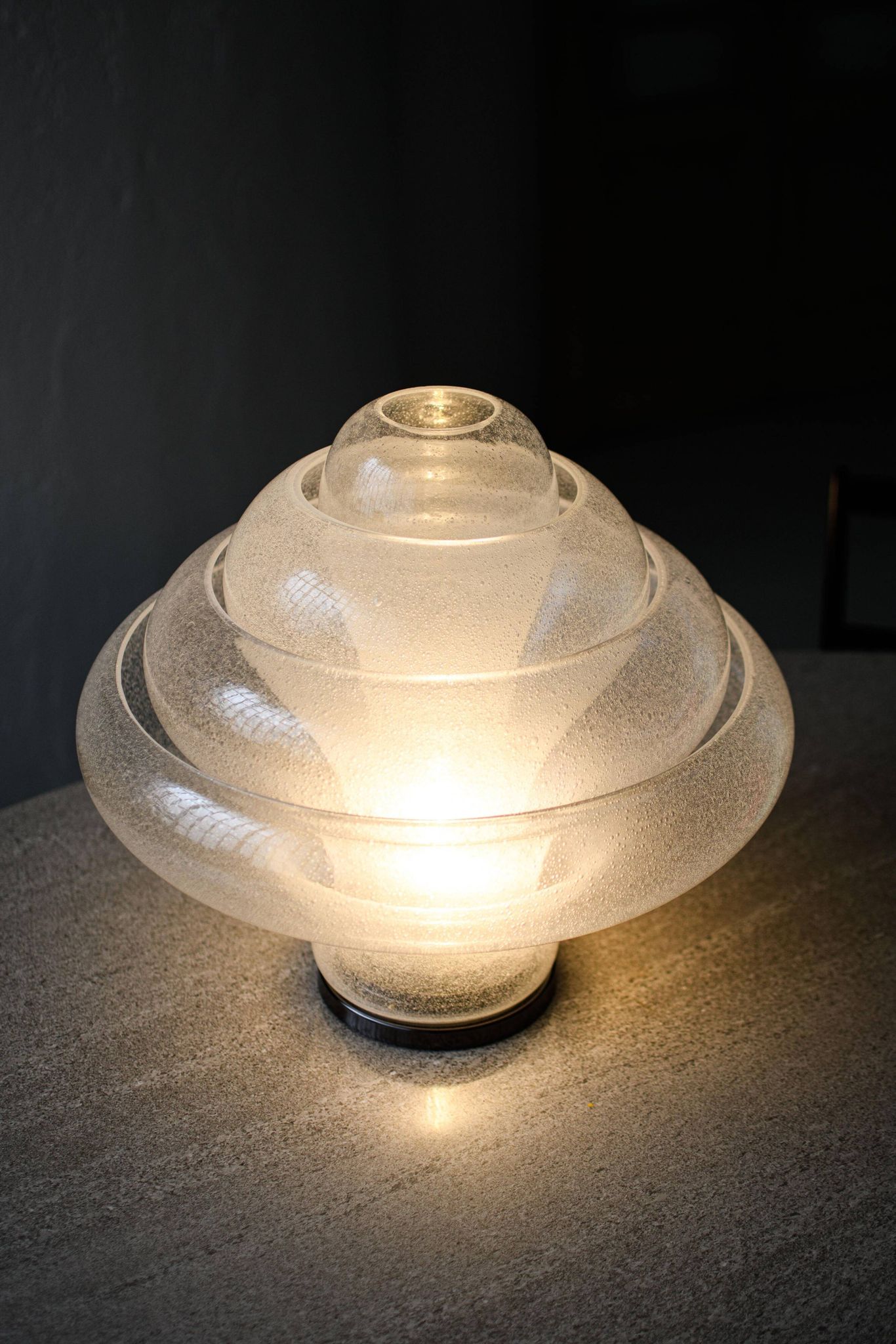 Vintage Lotus Table Lamp by Carlo Nason for Mazzega, Blown Murano Glass, Rare