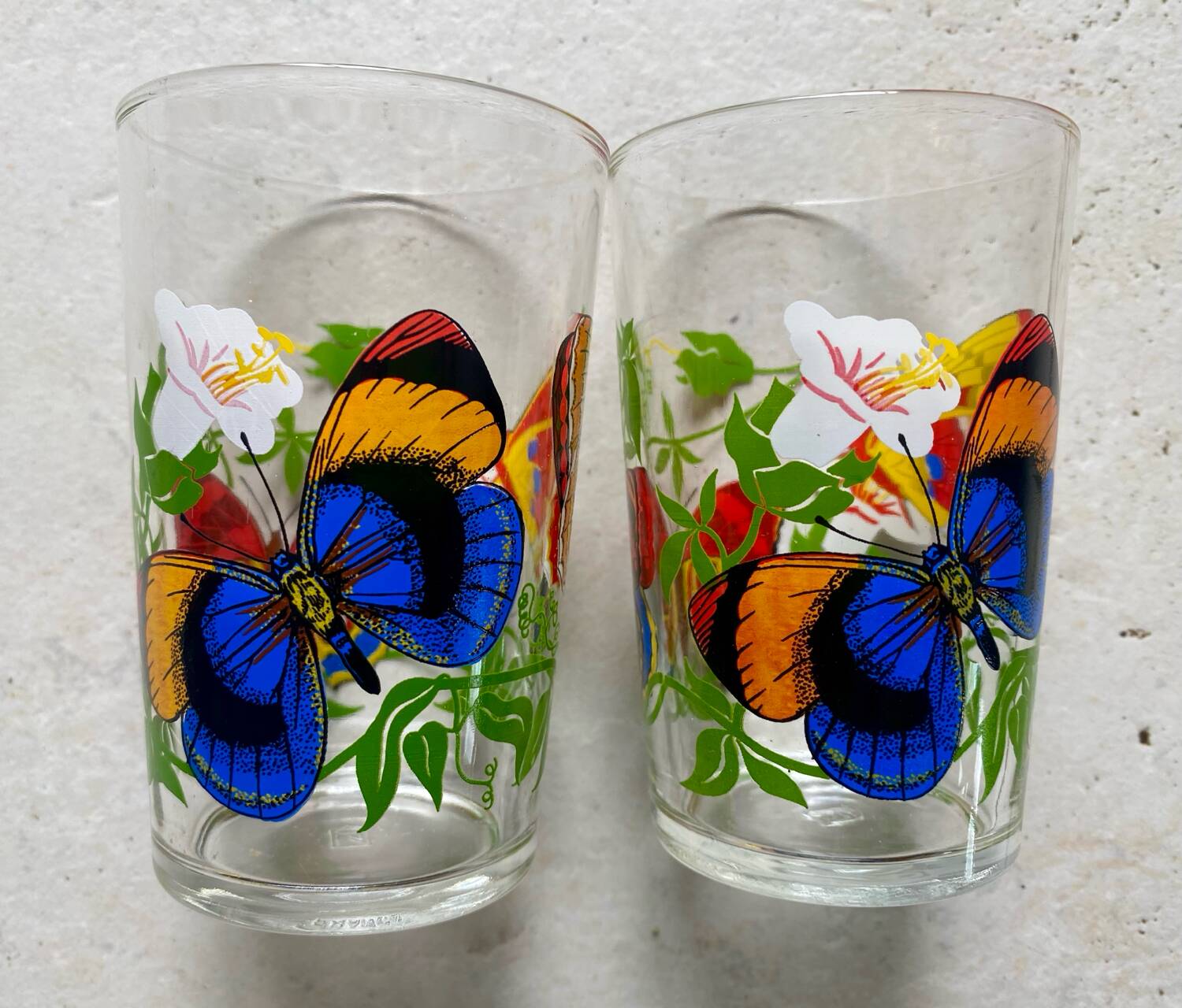 Vintage butterfly glass duo