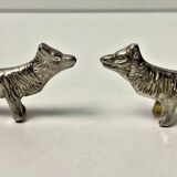 6 Vintage Silver Metal Knife Rests - Elegant Fox Design