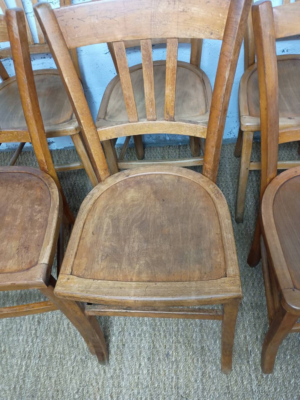 Ensemble de 10 chaises bistrot années 1950-60 vintage Luterma