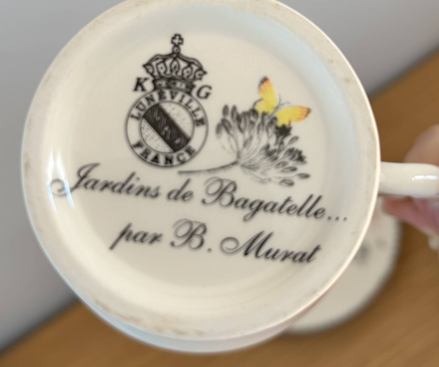 KG Lunéville Garden of Bagatelle tea cups MURAT