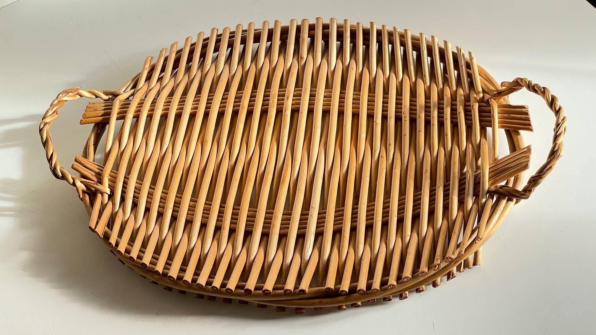 Vintage rattan presentation tray