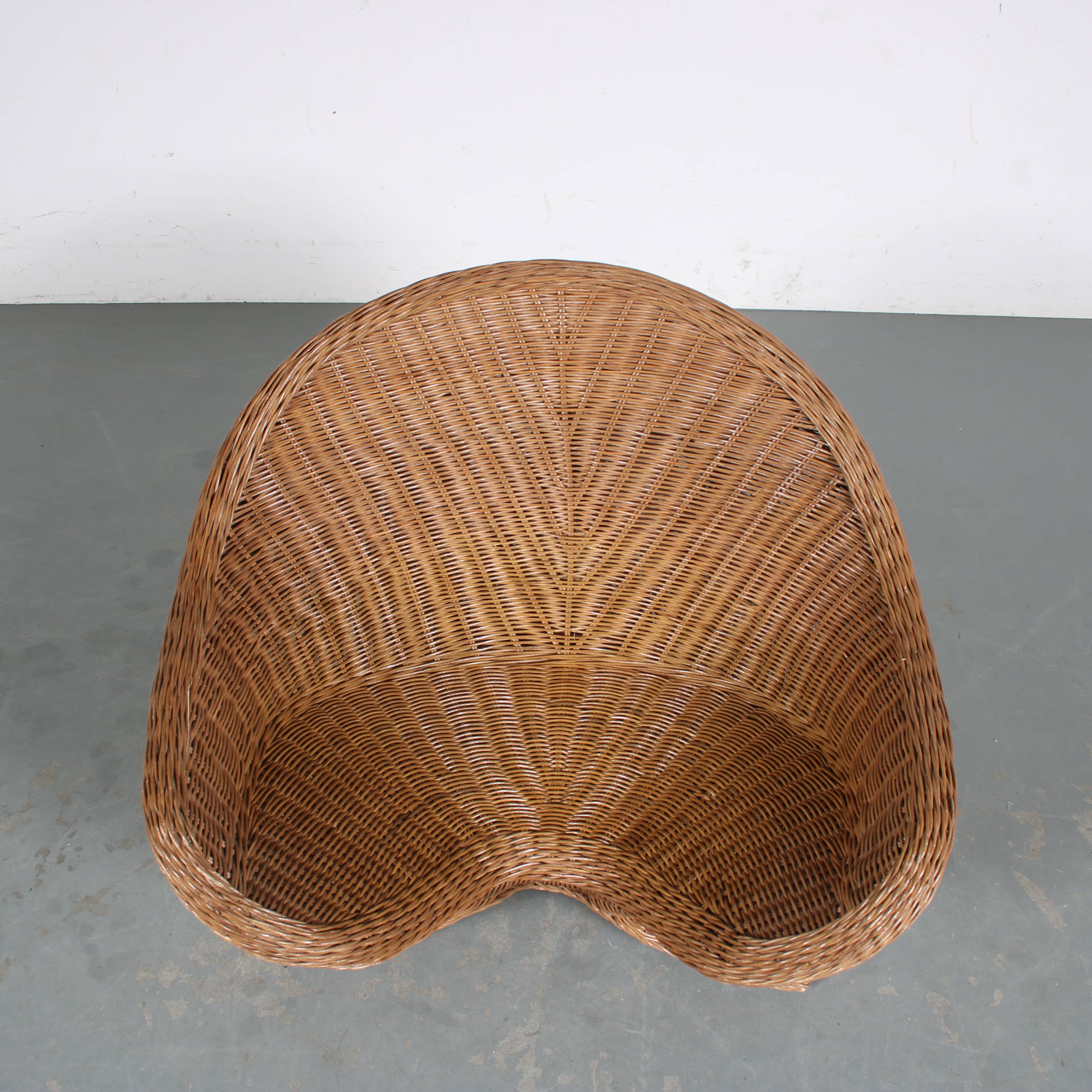1970s Wicker Lotus chair from the Netherlands