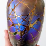 Rare Joska vase, Art Nouveau style, iridescent blown glass, Germany 1990