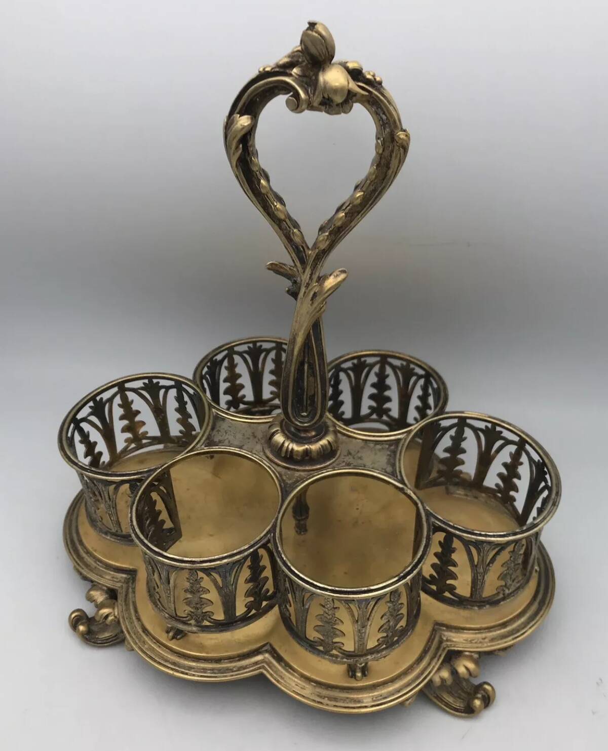 Serviteur plateau pour verre en métal doré, orfèvrerie christofle xixème