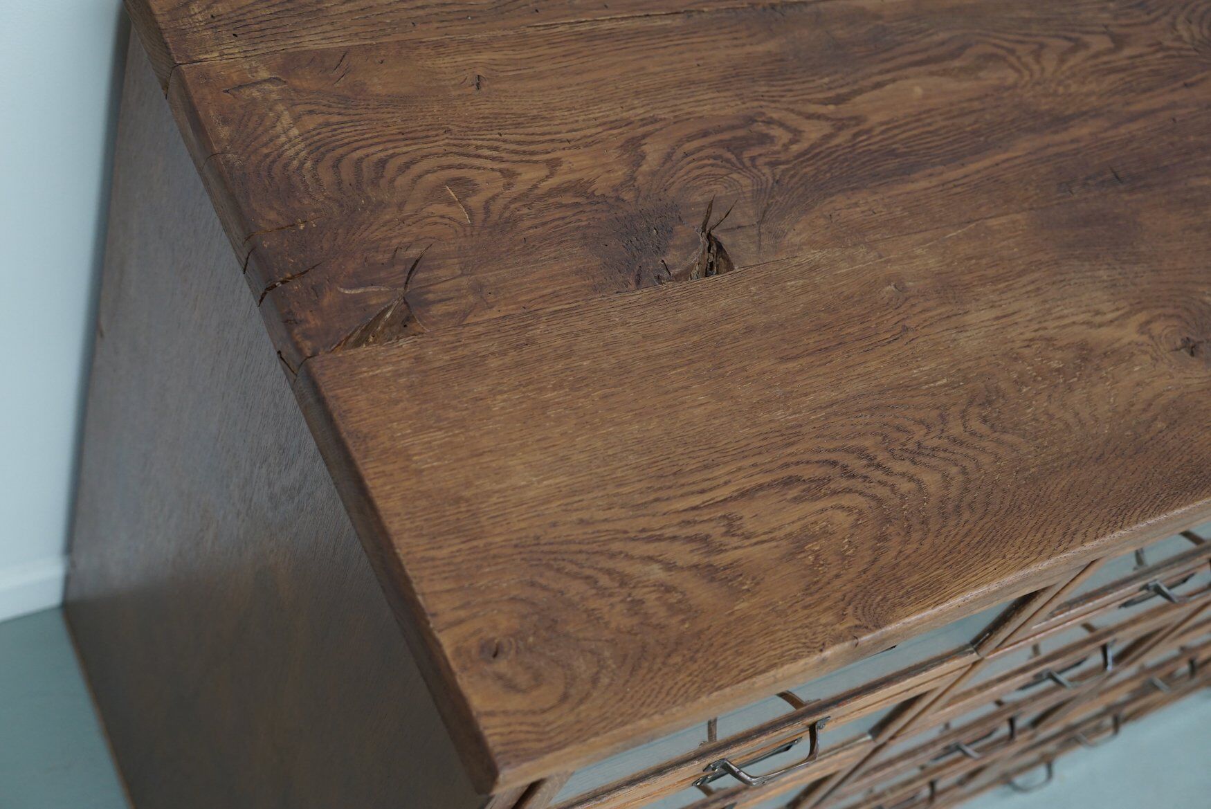 Vintage Dutch oak haberdashery shop cabinet, 1930s