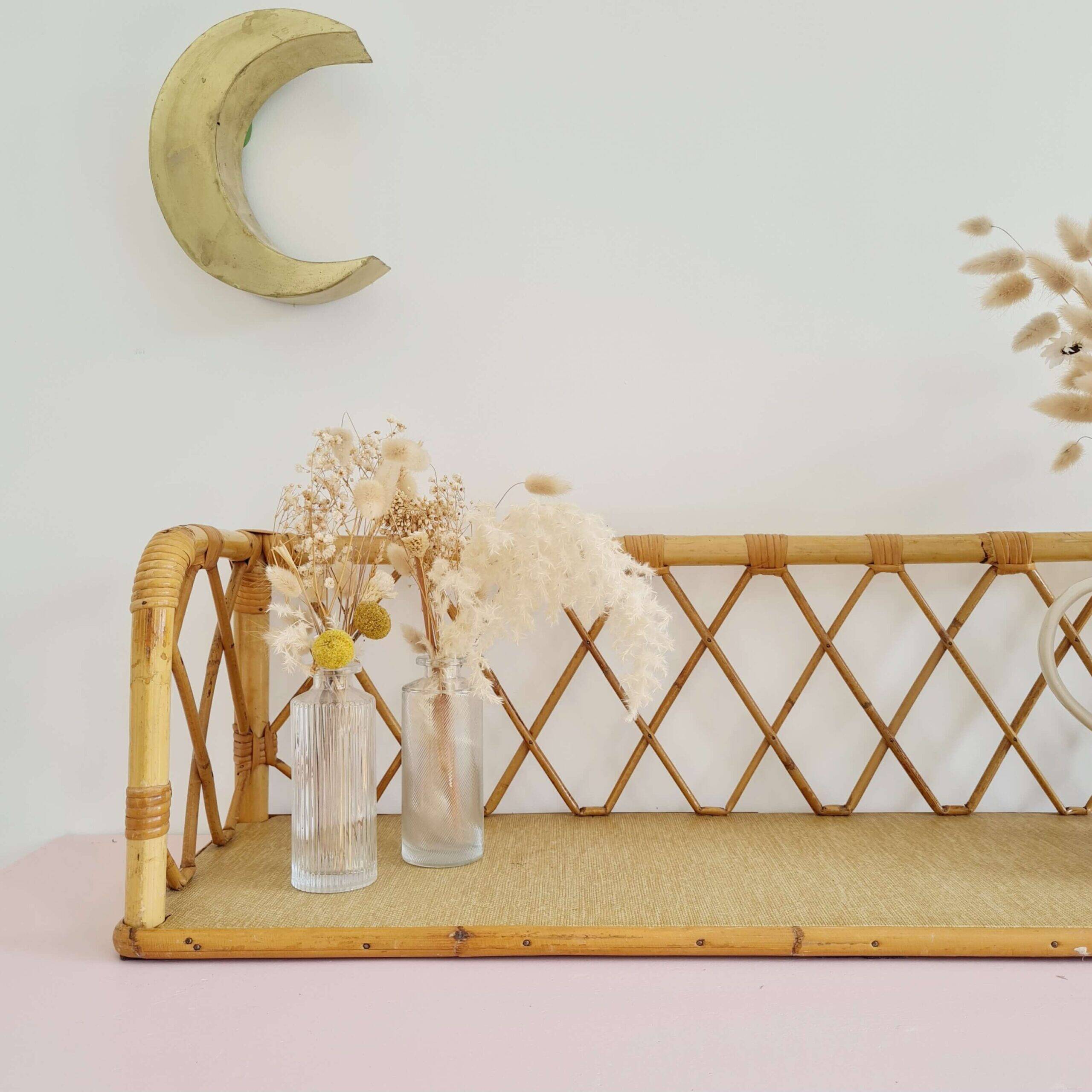 Antique rattan shelf