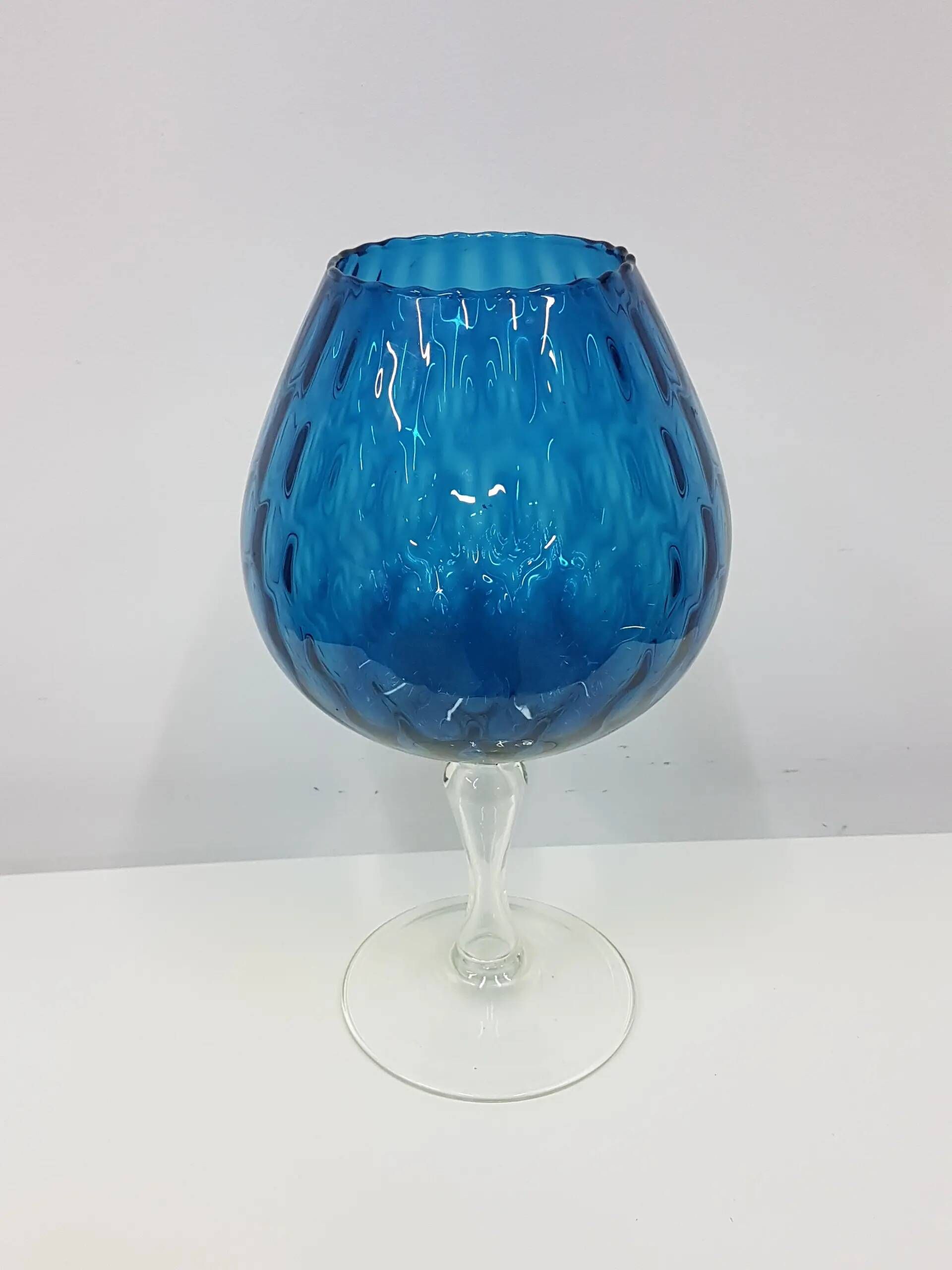Blue-violet glass chalice vase, Italy, 1970s.