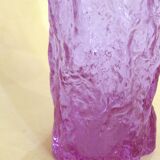 Mauve glass bark-patterned goblet vase, 1960s