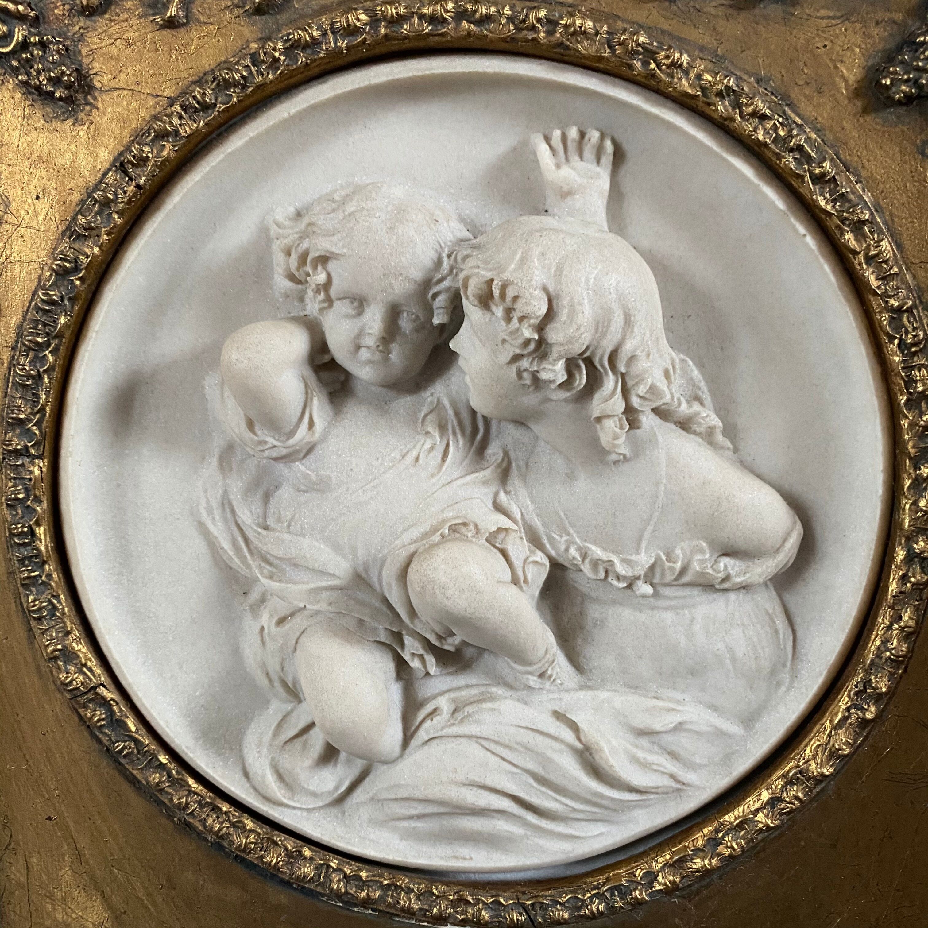 Golden trumk bevelled mirror with children 32x70cm