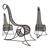 Set of three sculptural iron chairs