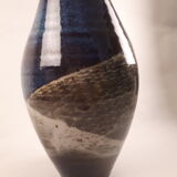 Vintage ceramic vase enamelled sandstone brown green blue