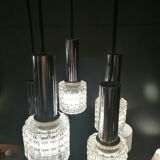 Glass and chrome chandelier by Massive Belgium
