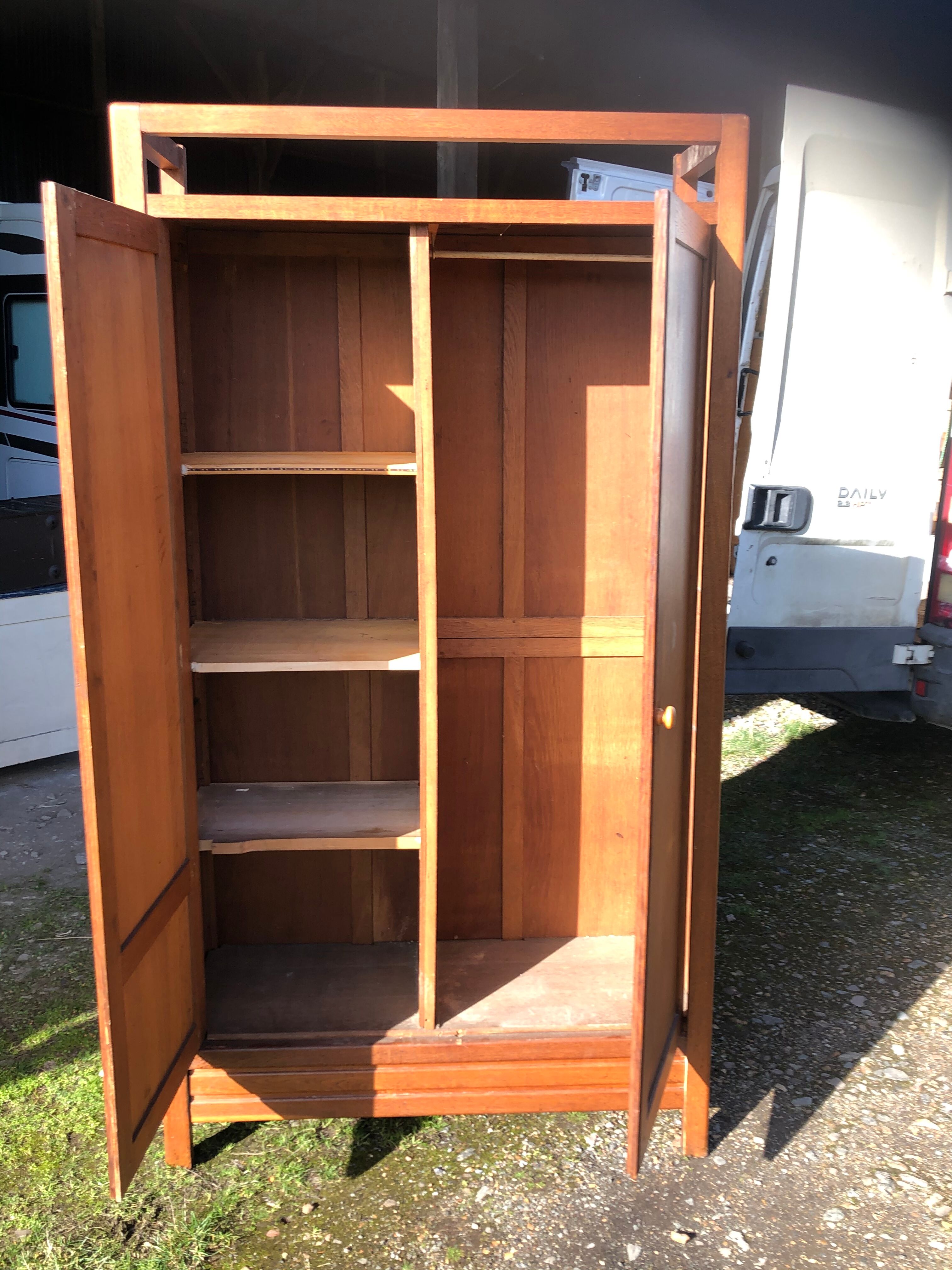 Modernist wardrobe in solid oak 1950