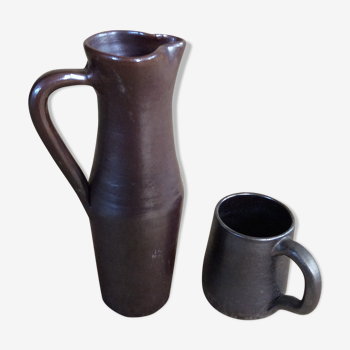 Set pichet et mug en grès