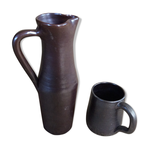 Set pichet et mug en grès