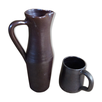 Set pichet et mug en grès