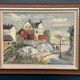 Swedish Oil on Canvas “Houses on Mountain” by Olof H Vintage & Framed 49×39cm