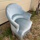 Toad armchair in blue gray velvet
