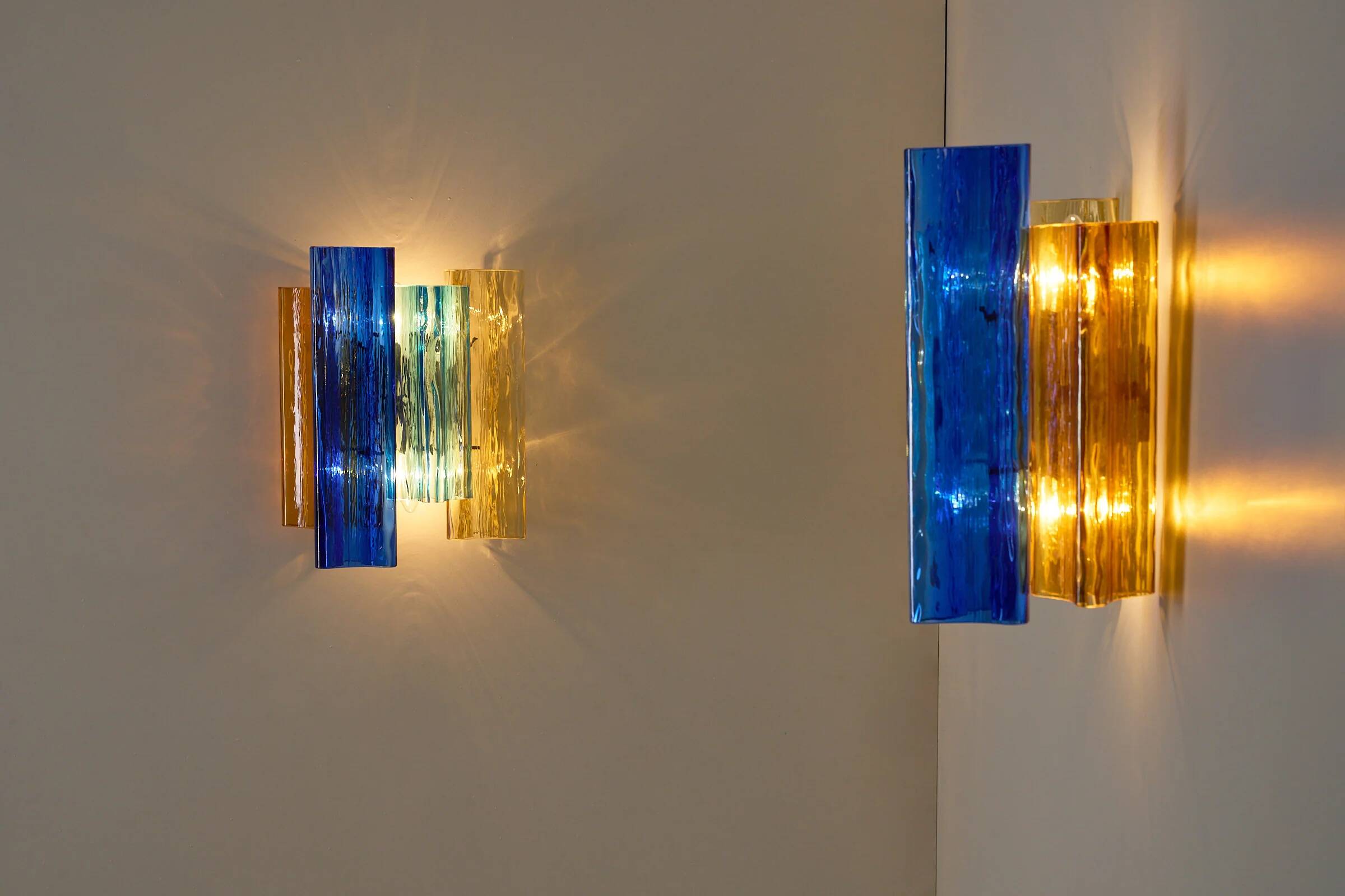 Paire d'appliques en verre de Murano multicolores par Salviati & Co., Italie, vers 1940