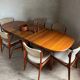 Vintage oval teak Scandinavian table with a central star base from Glostrup.