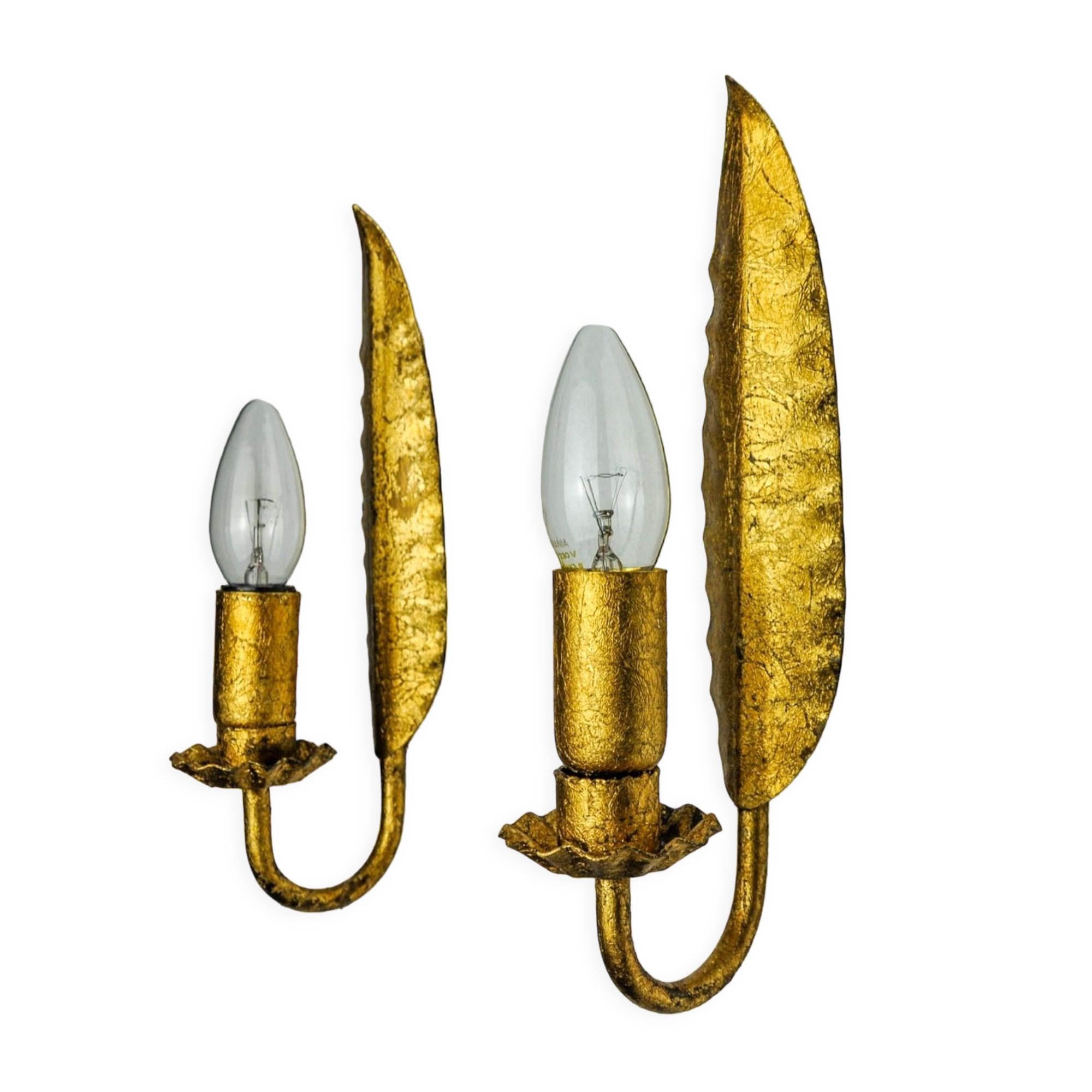 Pair of "leaf" sconces by Ferro Arte, Spain, 1960