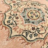 6x9 Peach & Light Green Oriental Vintage Area Rug, 183x273Cm