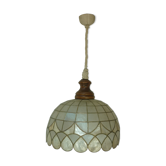Ceiling light suspension in mother-of-pearl and wood Ø 40 cm