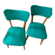 Paire de chaises en vinyle vert, années 50-60