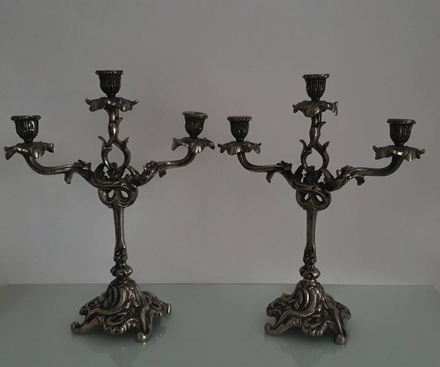 Pair of Louis XV style rocaille candelabras