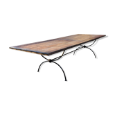Bastide table in wood and wrought iron foot 300 x 105 cm