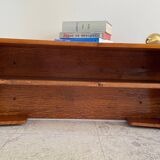 Vintage solid oak geometric wall shelf