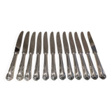 12 dessert knives with silver-plated metal handles, silversmith Ercuis Valencay