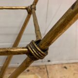 Travertine console from Fournier Paris over glass