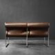 Vintage Mid-Century German Modern 2-Seater Brown Steel Frame Lounge Sofa