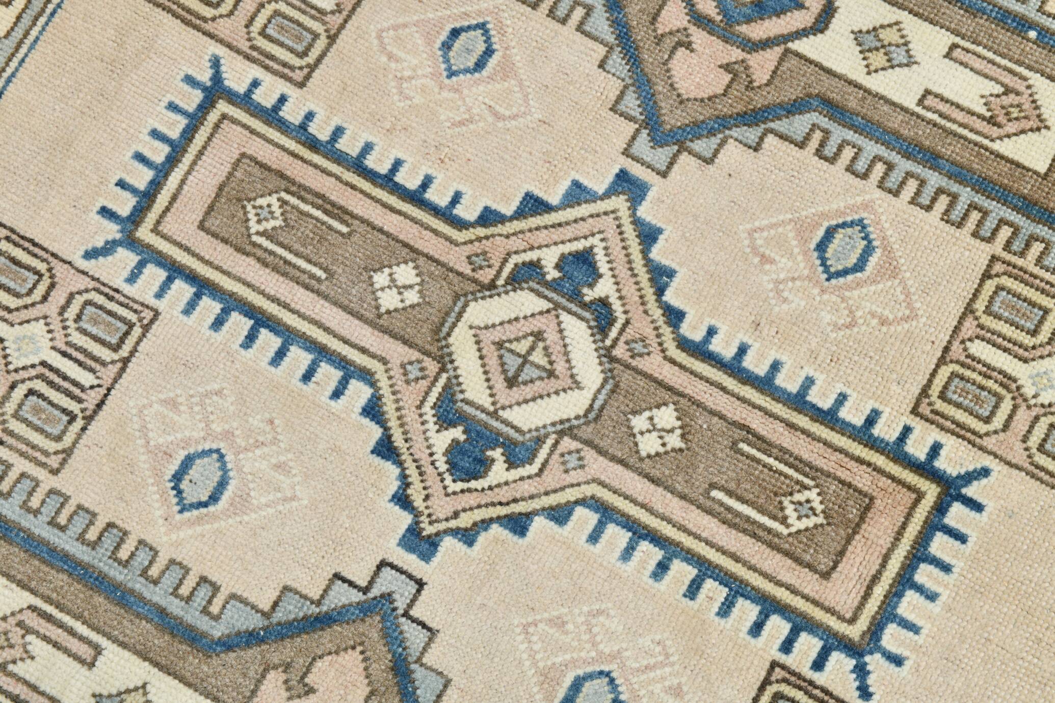 3x6 Cream Blue Oriental Vintage Rug, 109x187Cm